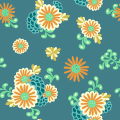 Fototapeta na wymiar Cute floral pattern in in small-scale flowers. Ditsy print. Vector texture. Printing with small elegant template for fashion prints. Pretty Boho Paisley Seamless Repeat Wallpaper Tile. Liberty style