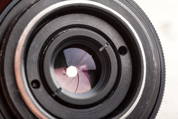 Camera lens close up