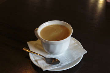 Cup of americano coffee, business break.