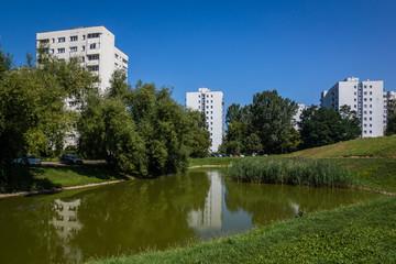 Park in district Zoliborz, Warsaw, Poland