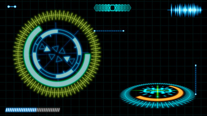 Futuristic HUD interface elements. Digital illustration.