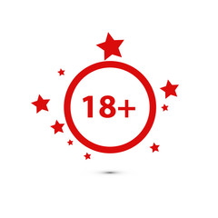 18 age warning stamp, Vector illustration. Flat design