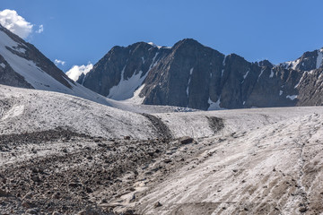 mountains glacier ice snow stones summer