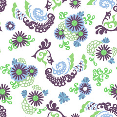 Birds and flowers seamless pattern vector. Colorful and ornate ethnic pattern. Boho background.
