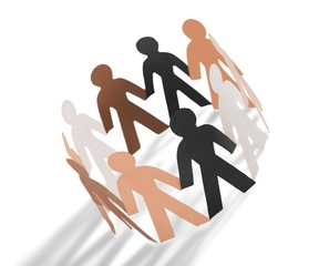 Paper People in a Circle Holding Hands