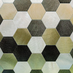 Abstract silver metal background. Geometric hexagons.
