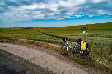 Fototapeta na wymiar Touring Bicycle on the Road to Cambridge