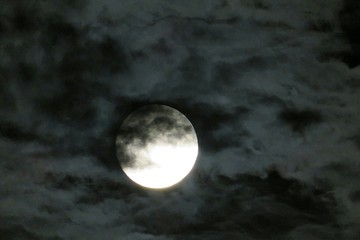 Full moon on black sky background at night