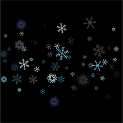 Falling down snow confetti, snowflake vector border. Festive winter, Christmas, New Year sale background. Cold weather, winter storm, scatter texture. Hipster snowfall falling snowflakes cool confetti