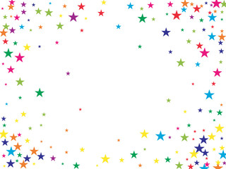 Rainbow Stars Confetti Vector Magic Cosmic Garland. Magic Christmas Lights, Gamour Sparkles, Glitter for Birthday Party Celebration. New Year Holiday Falling Down Stars Confetti, Festival Fireworks.