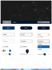 Dark BLUE vector style guide with triangles, circles.