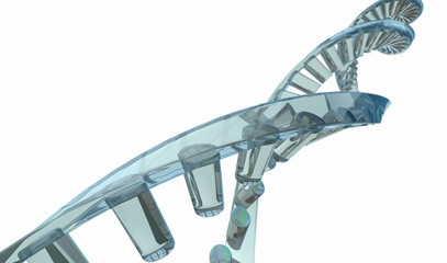 3D DNA helix structure close up