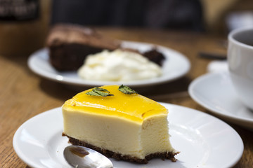 Eating desserts in a restaurant in Sweden  