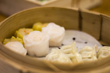 Eating dim sum in a restaurant  