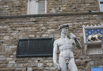 Magnificent David statue in Piazza della Signoria, Florence