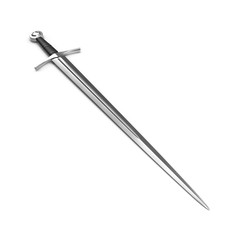 Medieval Knight Sword on white. 3D illustration