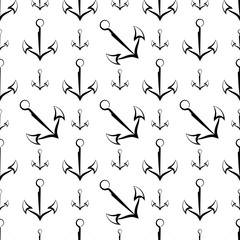 Anchor Icon Seamless Pattern, Flat