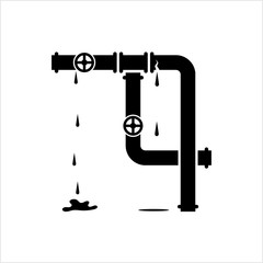 Broken Pipe Icon, Leakage In Pipe