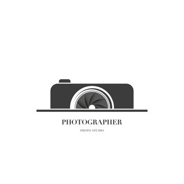 Abstract camera logo vector design template for professional photographer or photo studio