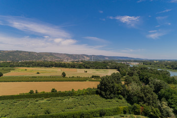 Fototapeta na wymiar Luftbild der Rhone bei le Pouzin
