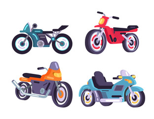 Motorbikes Set Stylish Motor Transport Item Models