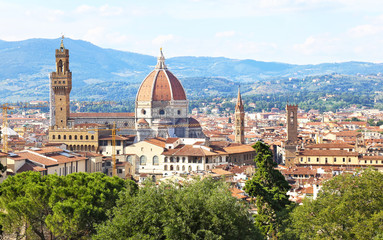 Fototapeta na wymiar cityscape view of Florence or Firenze city Italy - Basilica of Saint Mary of the Flower - Florence Cathedral view
