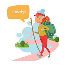 Older people leading an active lifestyle. Old people play sports. Vector illustration.