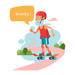 Older people leading an active lifestyle. Old people play sports. Vector illustration.