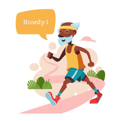 Fototapeta premium Older people leading an active lifestyle. Old people play sports. Vector illustration.