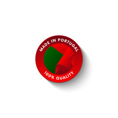 Made in Portugal badge with Portugal flag. Badge  with long shadow. Vector illustration. 