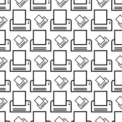 Printer Icon Seamless Pattern, Ink Jet, Laser Printer