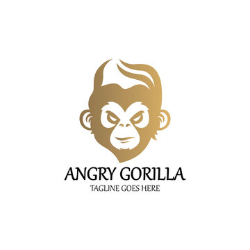 Angry gorilla logo design template. Vector illustration