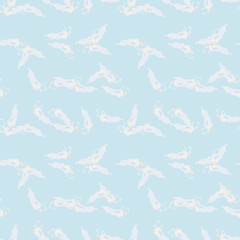 Military camouflage seamless pattern in light blue and different shades of grey or beige colors