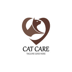 cat care logo design template. Vector illustration