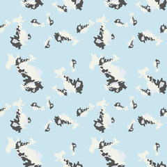 Military camouflage seamless pattern in light blue and different shades of grey or beige colors