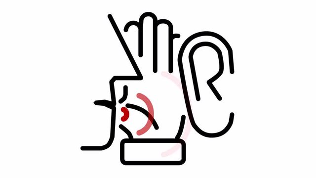 Loop animation of a talking gossip face and ear