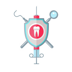 Dentistry. Dental care. Vector illustration in flat style.