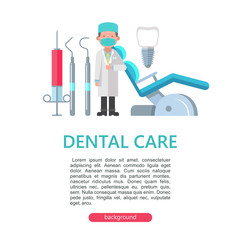 Dentistry. Dental care. Vector illustration in flat style.