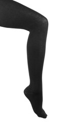 Female leg in tights on a white background