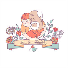 Happy day for the elderly. Lovely greeting card with a holiday. Vector illustration.