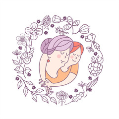 Happy day for the elderly. Lovely greeting card with a holiday. Vector illustration.