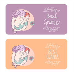 Happy day for the elderly. Lovely greeting card with a holiday. Vector illustration.