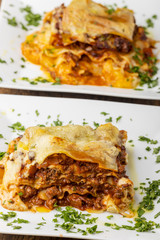 Nahaufnahme eines Teils der Lasagne