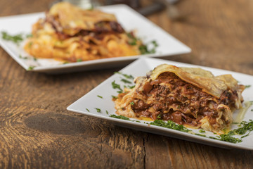 Nahaufnahme einer Lasagne