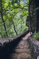 Stone Stairway Path in Rocks Mountain Cliff