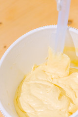 batter used to coat frying food.batter work forming a crisp shell around food.Batter is thin dough homemade for pancakes waffle and crepe.mixing dough.mixing dough process for pancakes waffle.