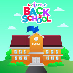 welcome back to school with school illustration