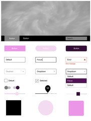 Light Purple, Pink vector web ui kit with nebula stars.