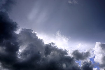 Naklejka na ściany i meble Storm clouds in the sky before the hurricane. Weather forecast.