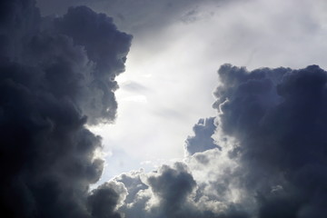 Storm clouds in the sky before the hurricane. Weather forecast.